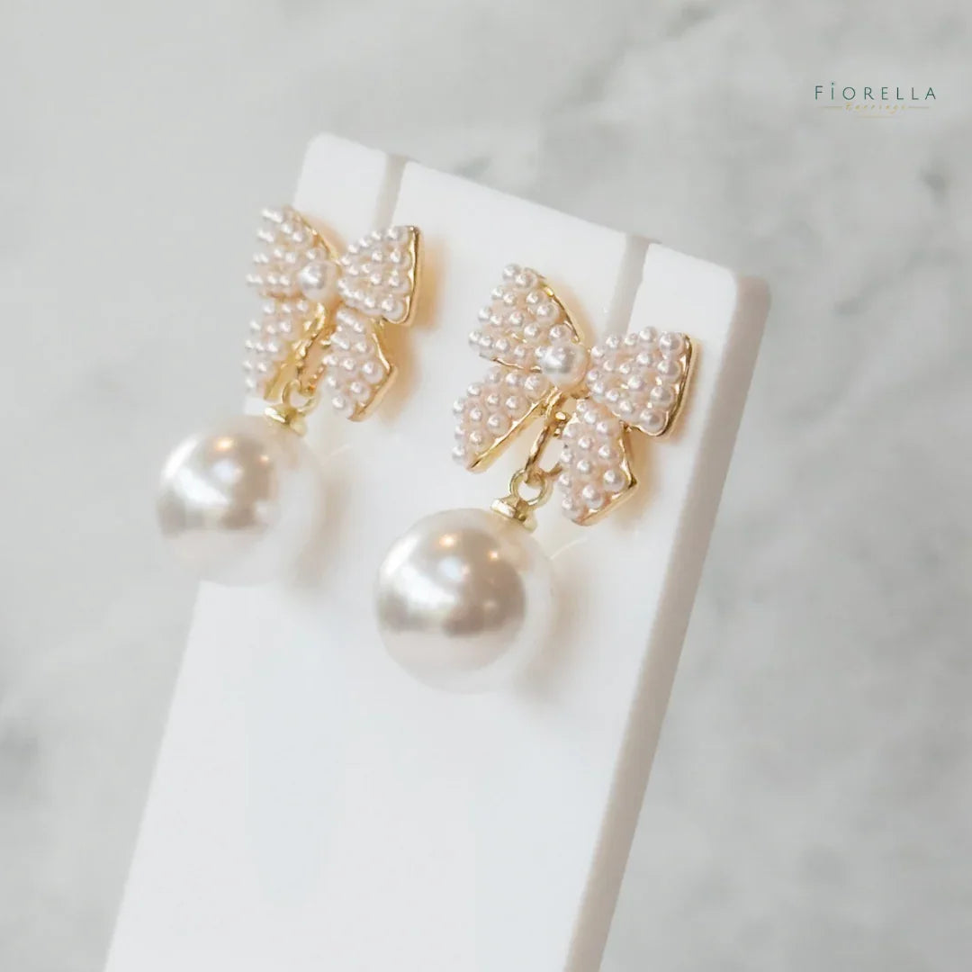 Pearl Bow Statement Drop Earrings – Wedding & Occasion Jewellery