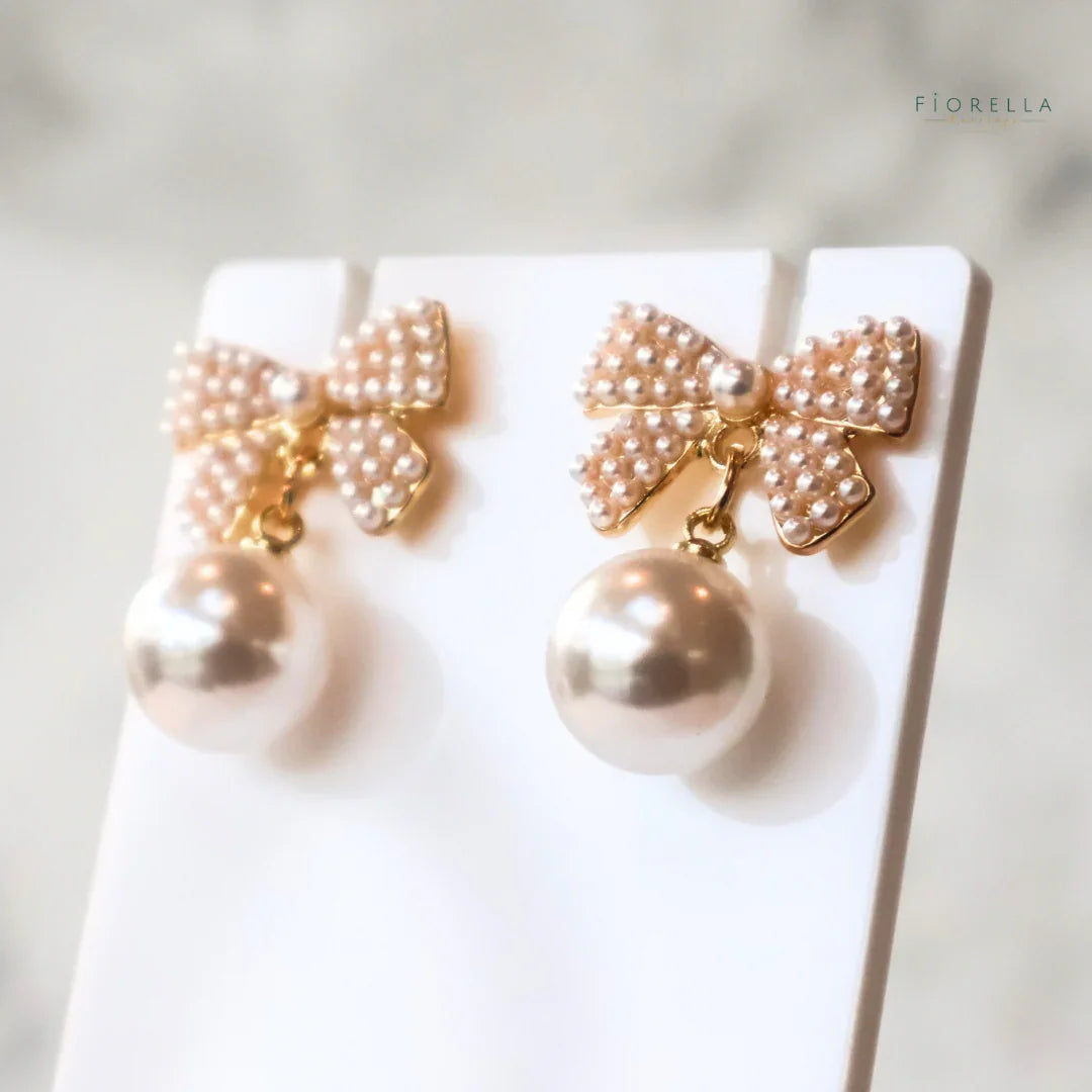 Pearl Bow Statement Drop Earrings – Wedding & Occasion Jewellery