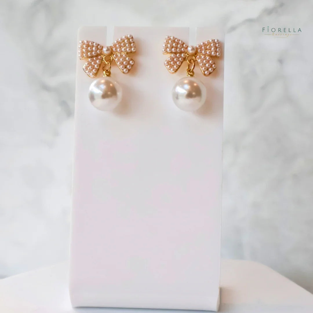 Pearl Bow Statement Drop Earrings – Wedding & Occasion Jewellery