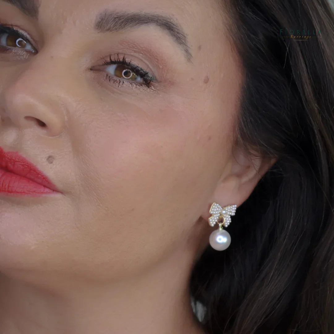 Pearl Bow Statement Drop Earrings – Wedding & Occasion Jewellery
