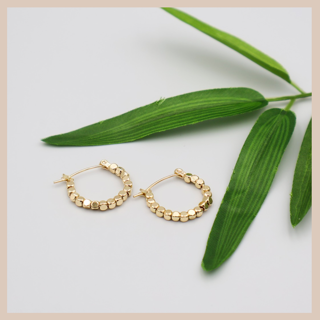 Mini Gold Beaded Hoops