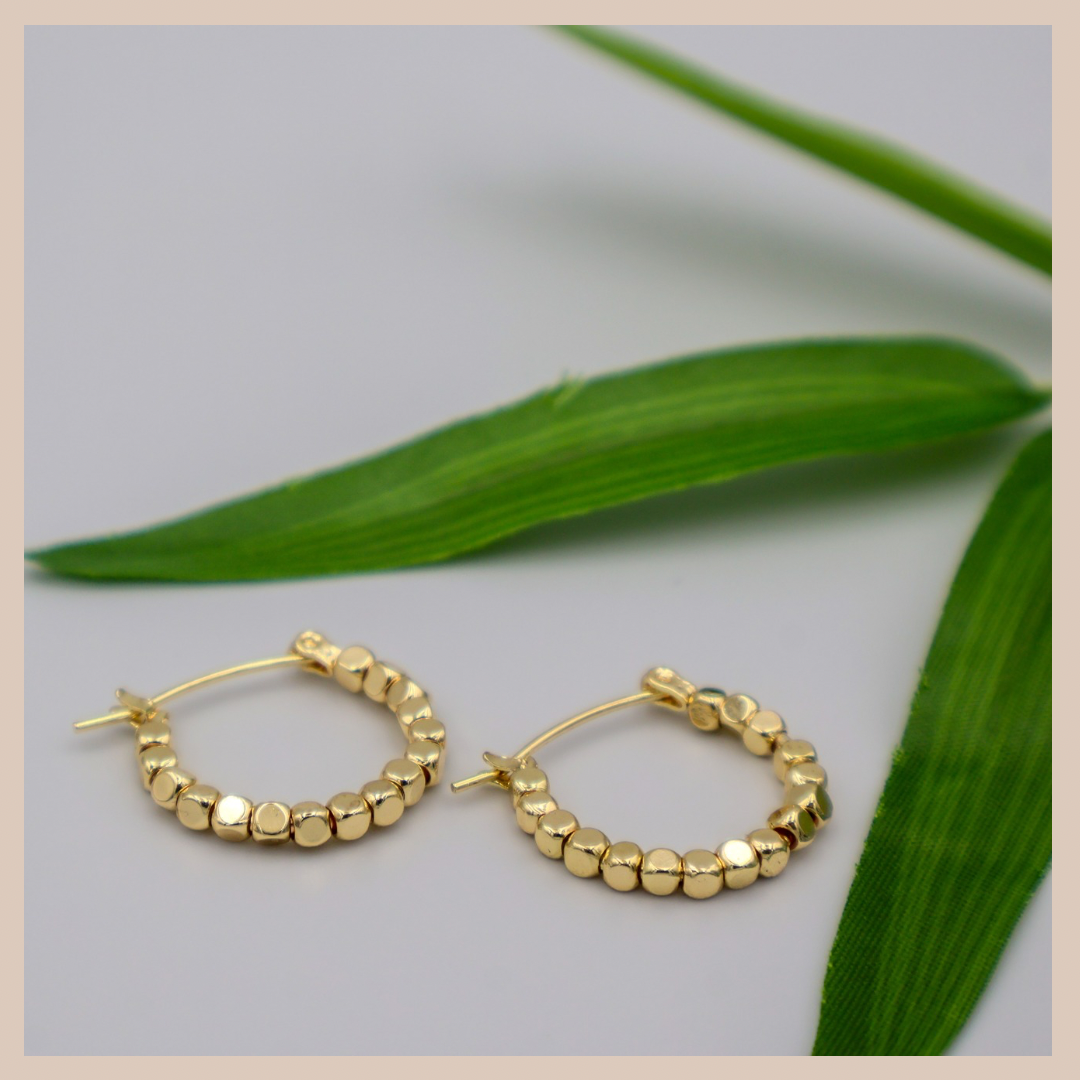 Mini Gold Beaded Hoops