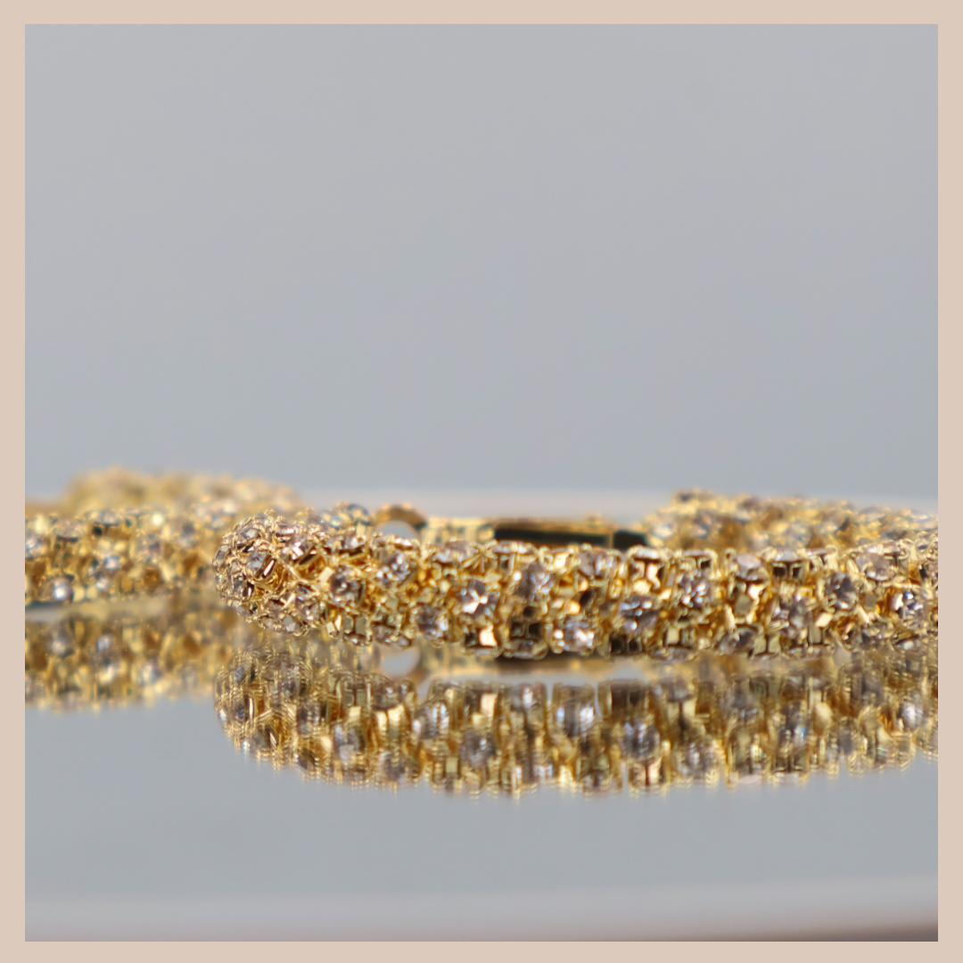 Diamante Encrusted Large Hoops - Gold