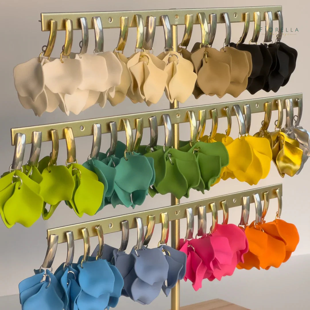 Petal Arc Drop Earrings - Yellow