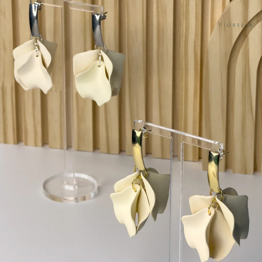 Petal Arc Drop Earrings - Cream