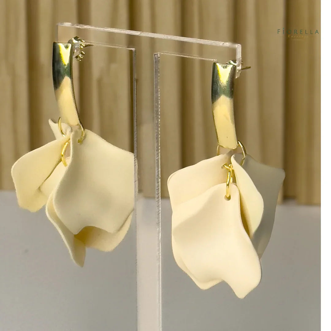 Petal Arc Drop Earrings - Cream