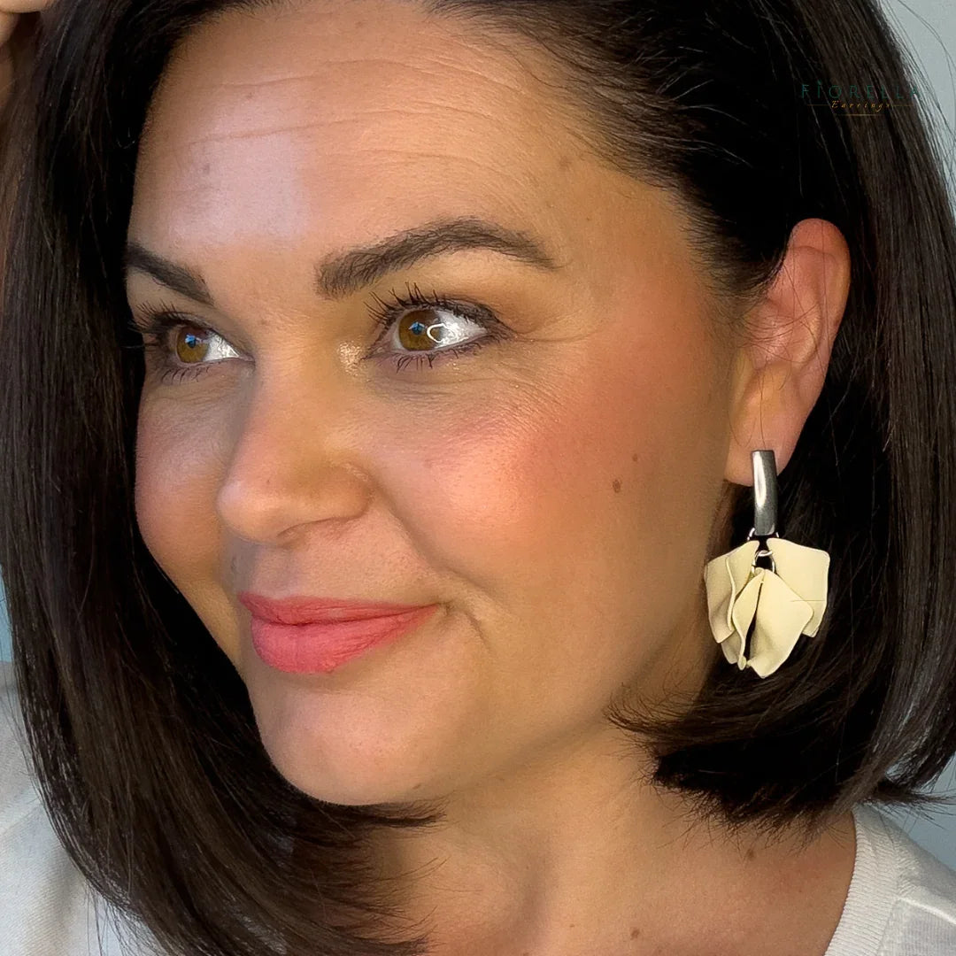 Petal Arc Drop Earrings - Cream