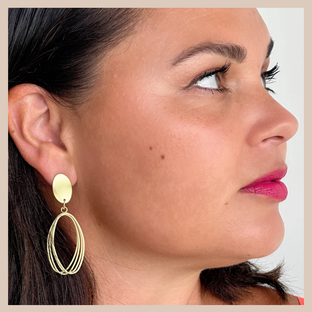 Matte Gold Oval Hoop Earrings