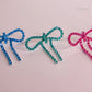 Pink Diamanté Wide Bow Earrings