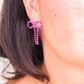 Pink Diamanté Wide Bow Earrings