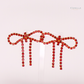 Red Diamanté Wide Bow Earrings