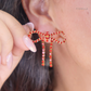 Red Diamanté Wide Bow Earrings