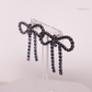 Black Diamanté Wide Bow Earrings