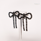 Black Diamanté Wide Bow Earrings