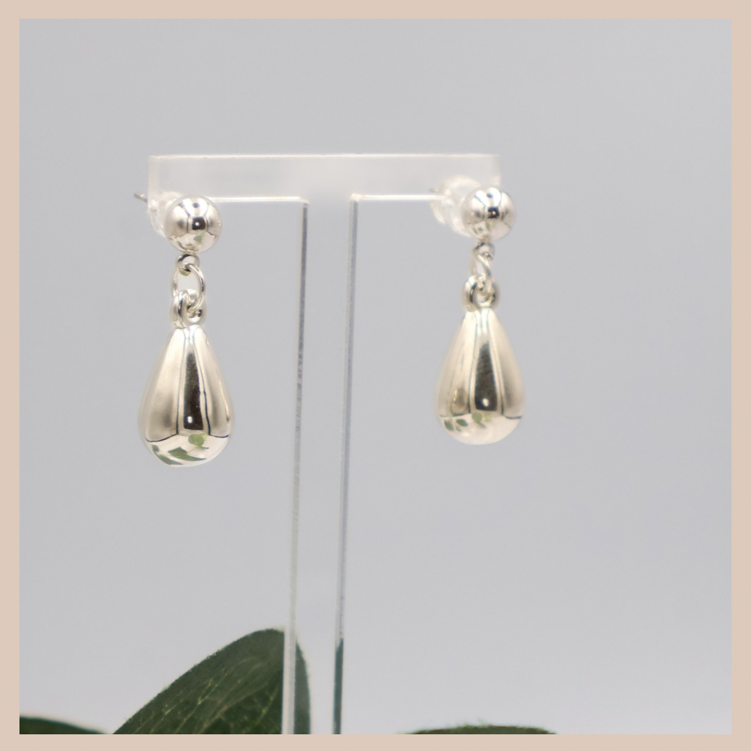 Solid Water Drop Silver Stud Earrings