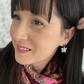 Black & Silver Enamel Bow Earrings – Crystal & Pearl Statement Studs