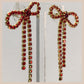 Diamante Bow Earrings - Red & Gold