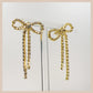 Diamante Bow Earrings - Gold