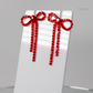 Diamante Bow Earrings - Bright Red