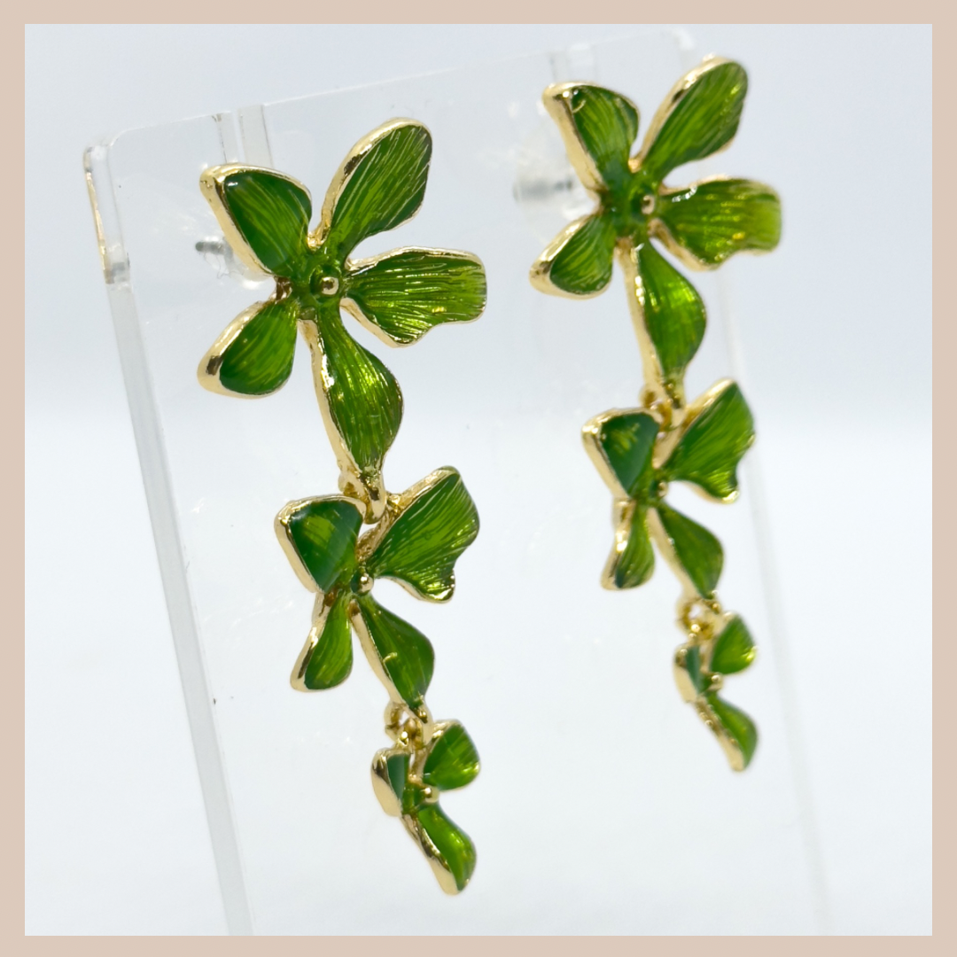 Green Floral Chain Drops