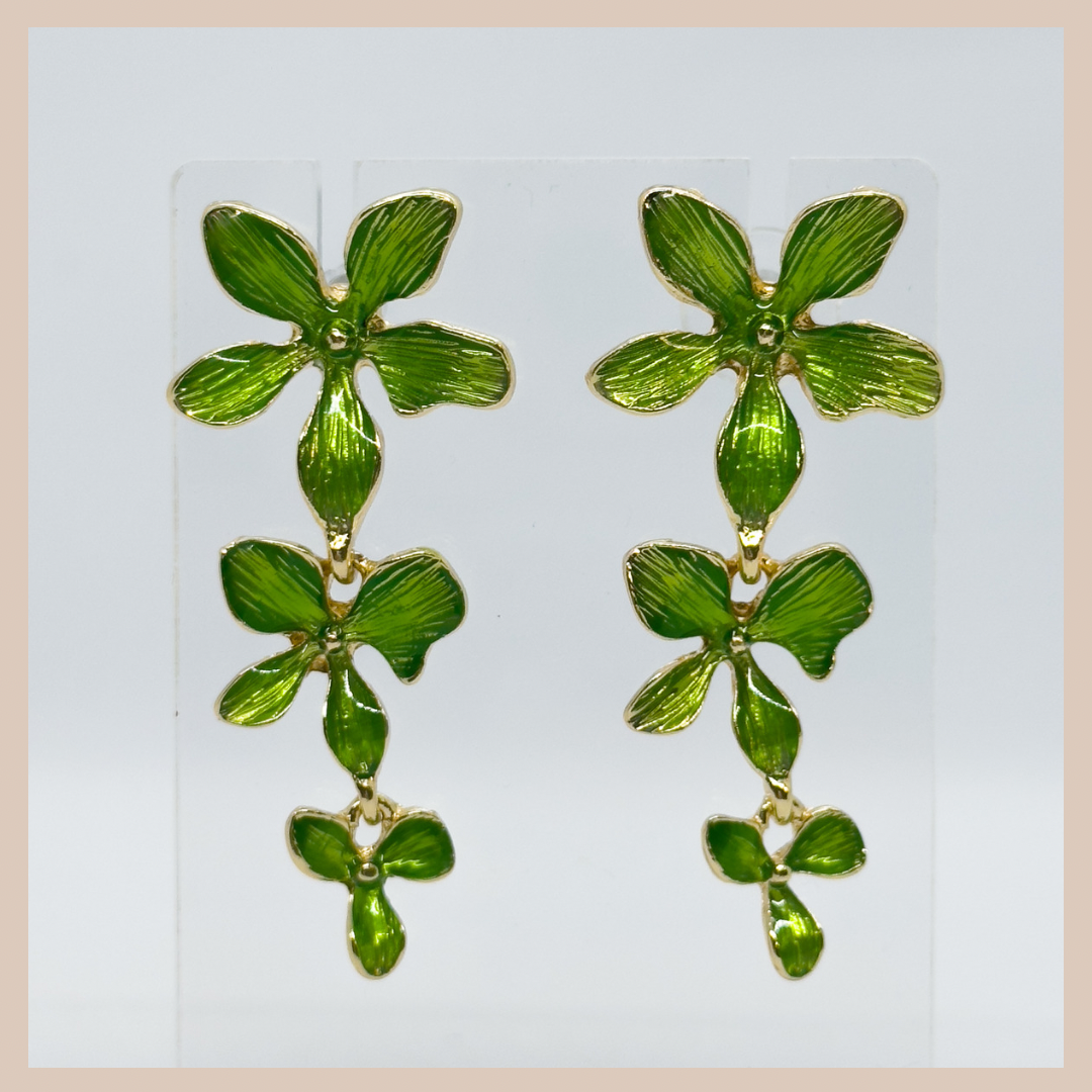 Green Floral Chain Drops