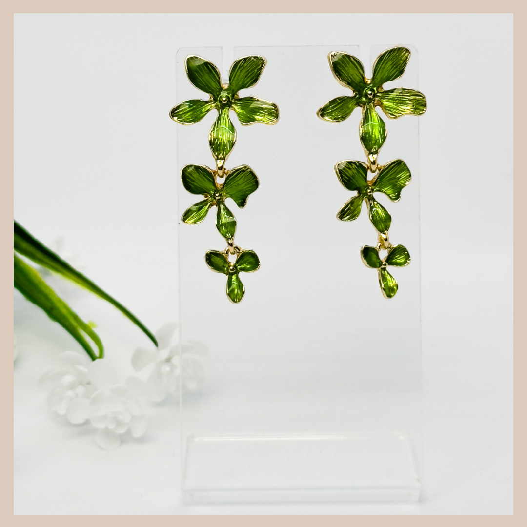 Green Floral Chain Drops