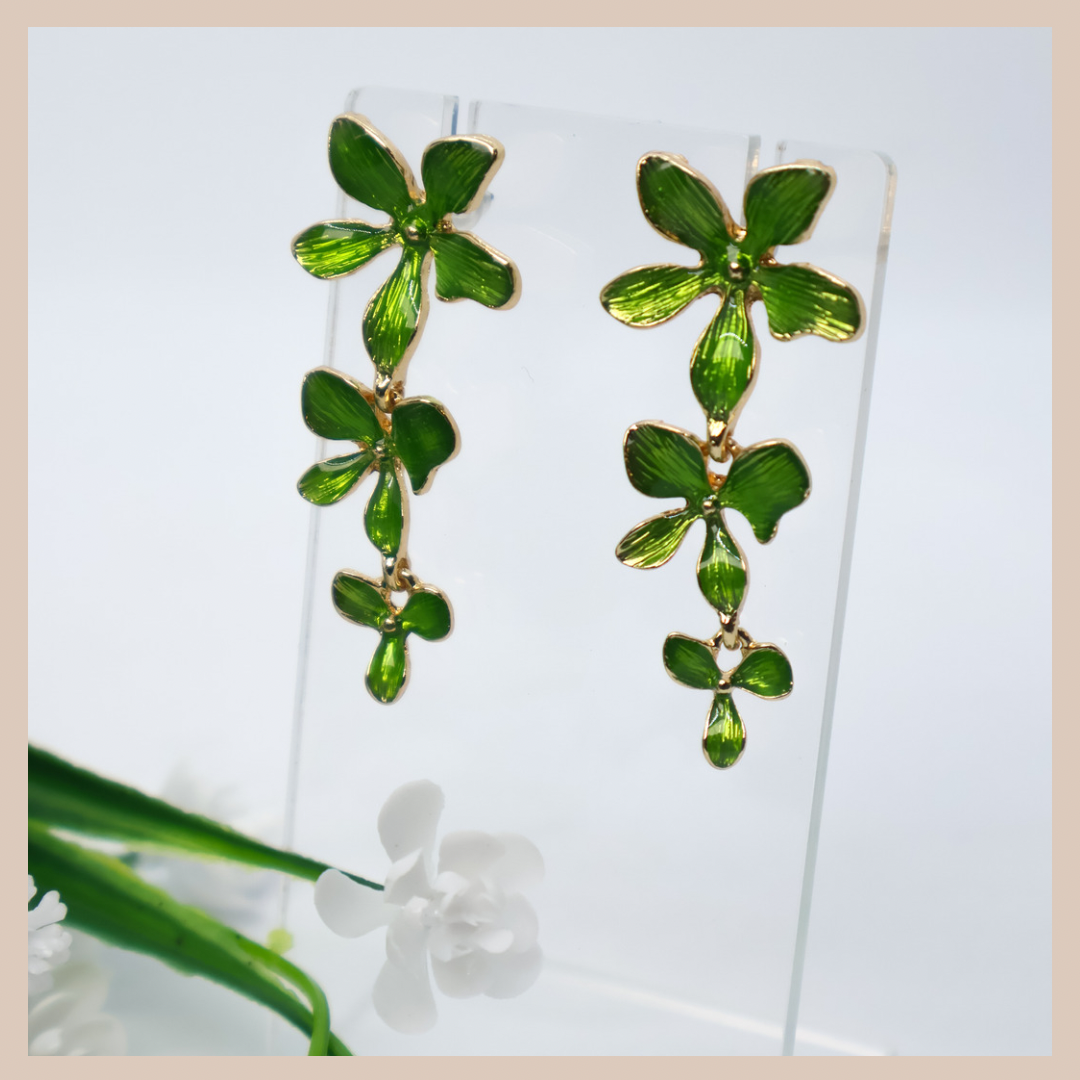 Green Floral Chain Drops