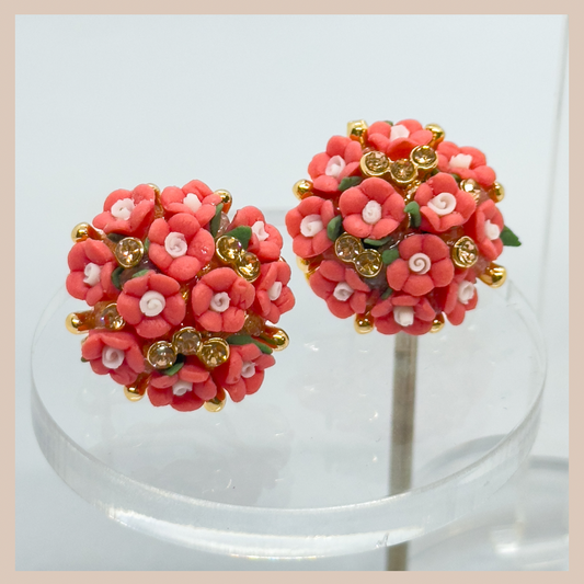 Rosy Posy Stud Earrings - Rosa Pink