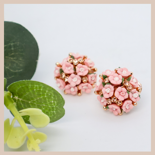 Rosy Posy Stud Earrings - Cherry Blossom Pink