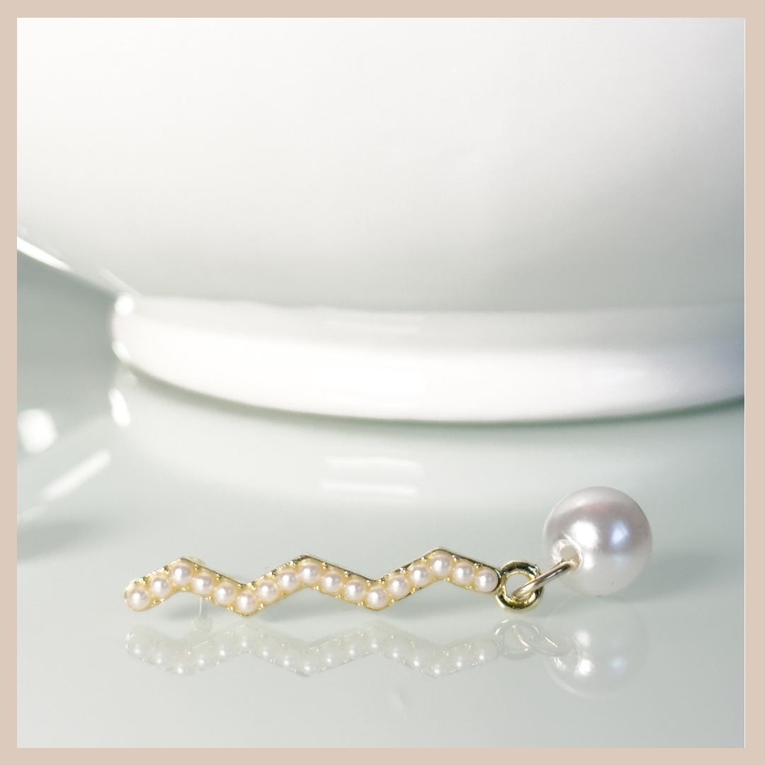 Zig Zag Pearl Drop Earrings