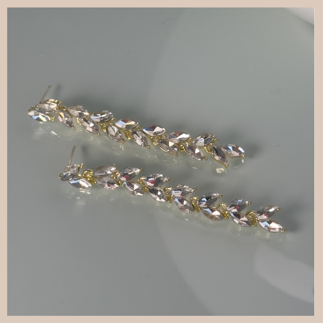 Long Cascading Rhinestone Drop Earrings