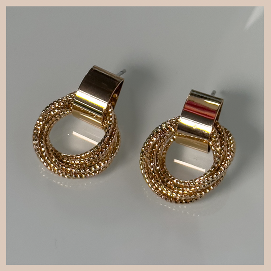 Gold Circular Looped Earrings