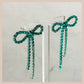 Diamante Bow Earrings - Teal