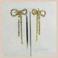 Diamante Bow Earrings - Gold Iridescent