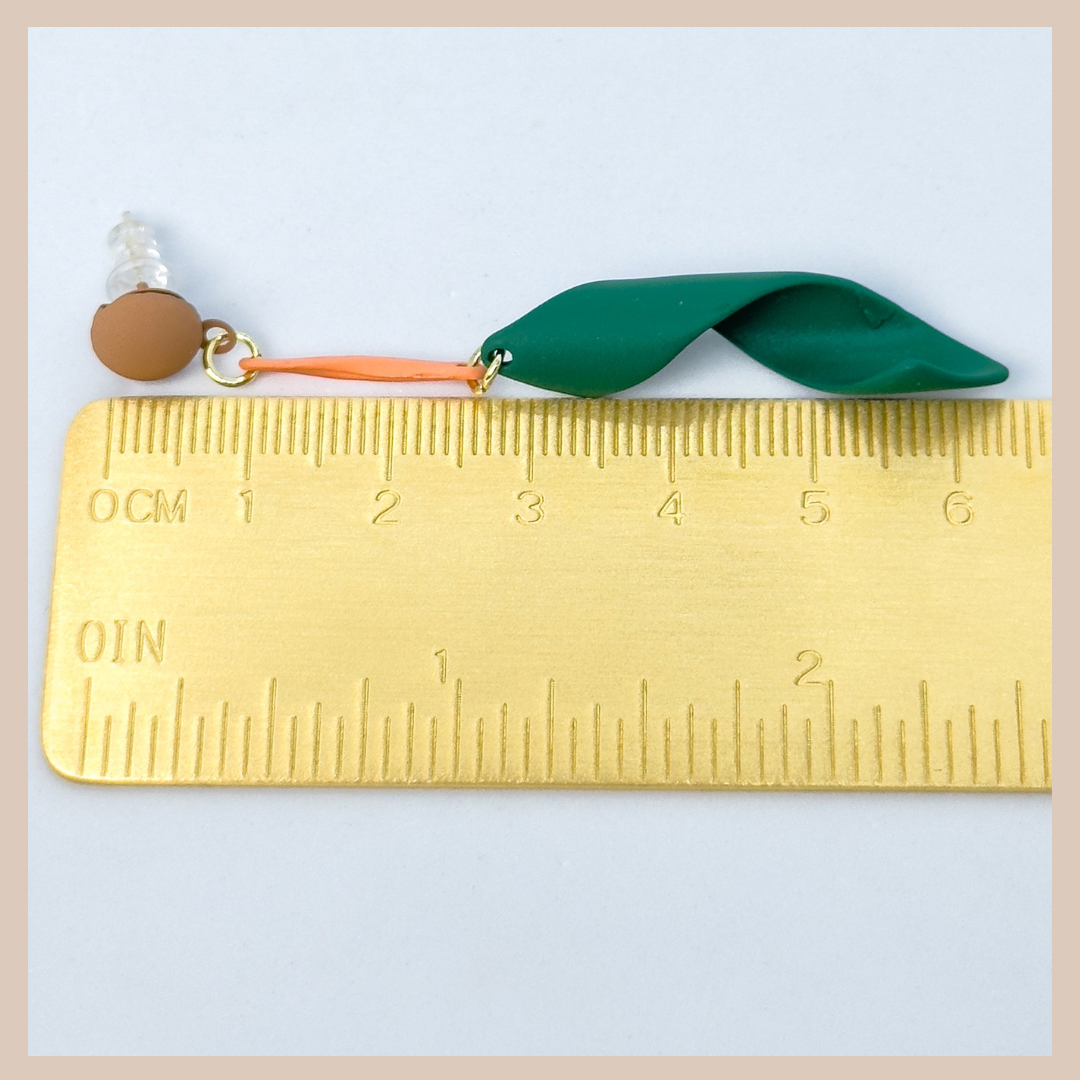 Dark Green & Peach Swirl Earrings