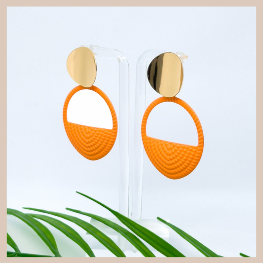 Circular Orange & Gold Earrings