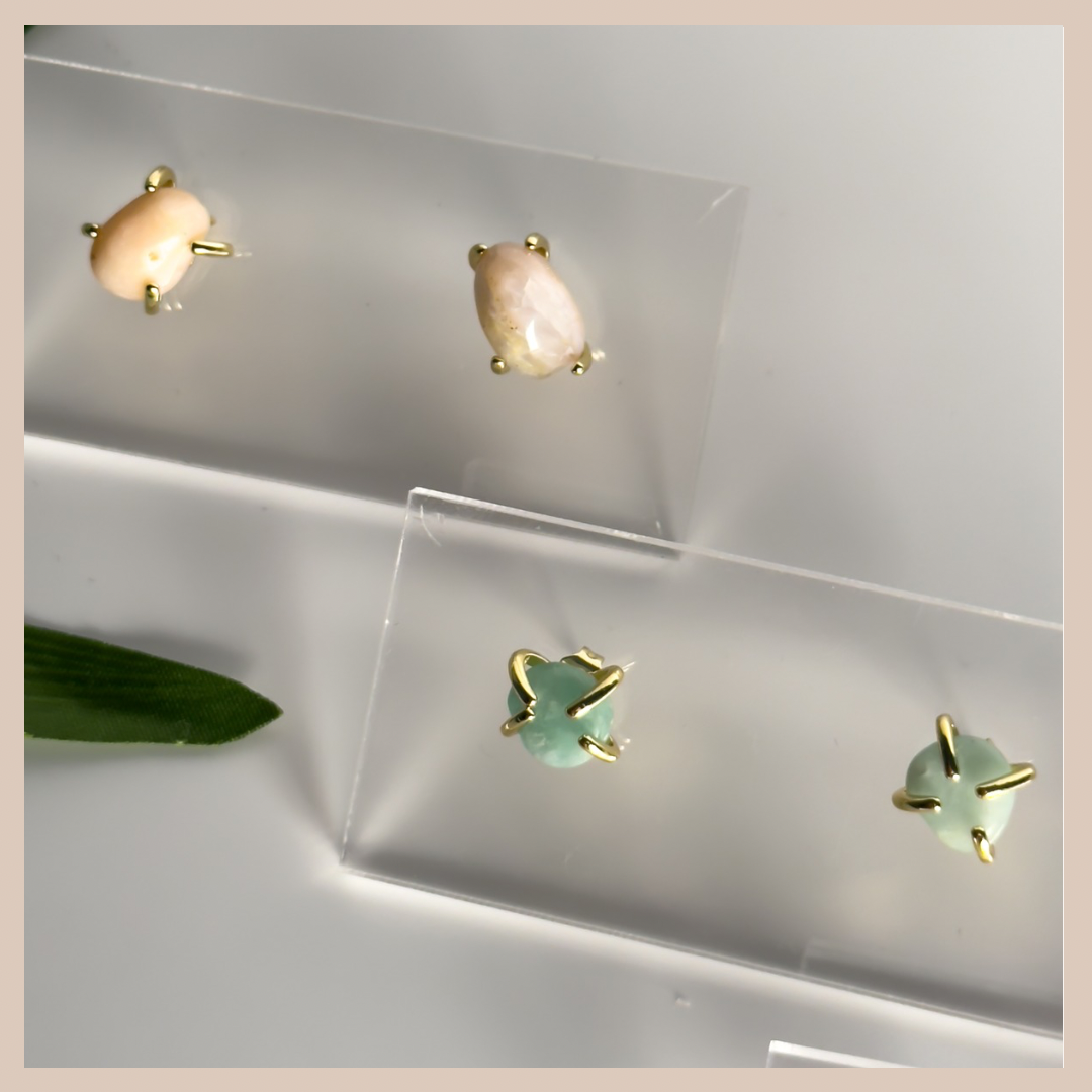 Natural Stone Studs - Amazonite