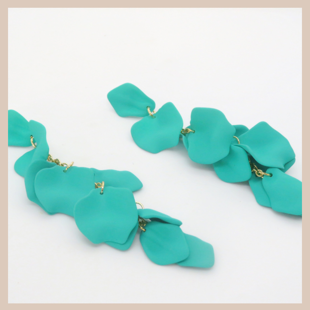 Acrylic Petal Tassel Drop Earrings - Jade