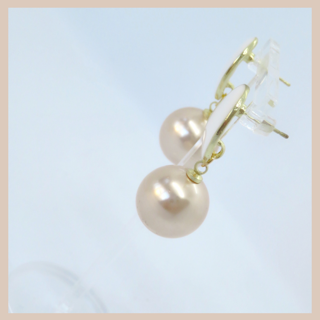 Pearl Drop Small Earrings - Champagne & White