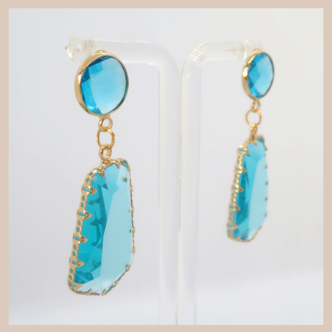 Acrylic Triangular Drop Earrings - Turquoise