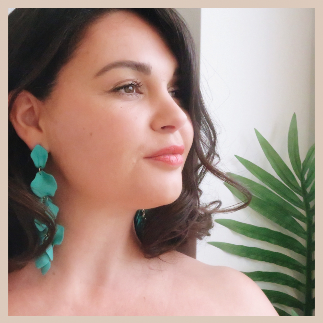 Acrylic Petal Tassel Drop Earrings - Jade