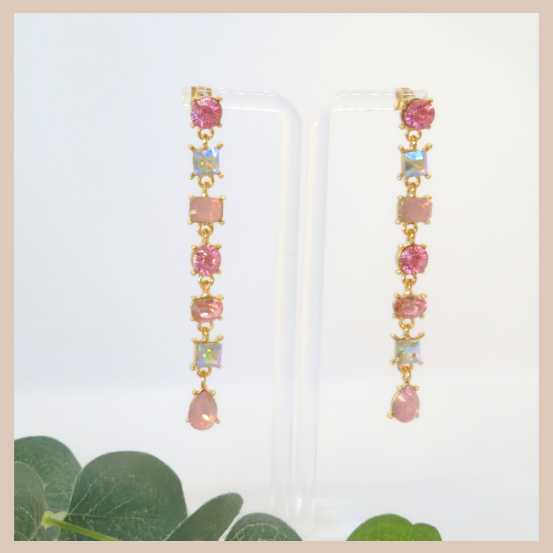 Rhinestone Chain Droplets - Blush