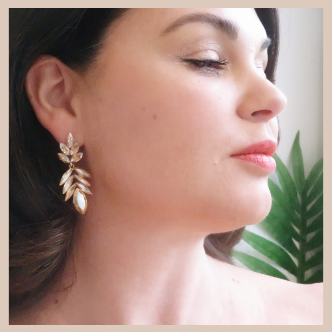 Marquise Cluster Drop Medium Earrings - Champagne