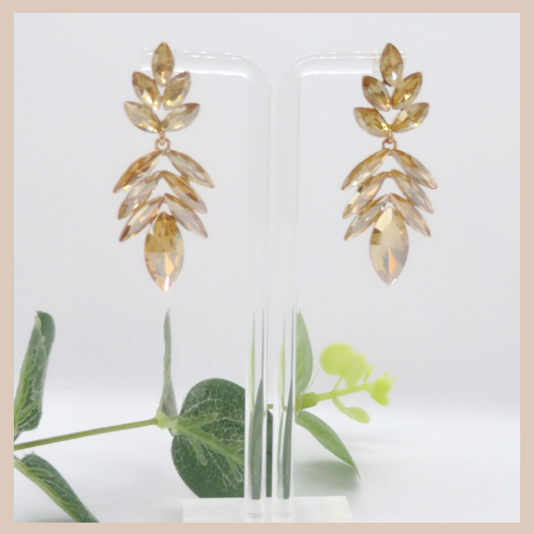 Marquise Cluster Drop Medium Earrings - Champagne