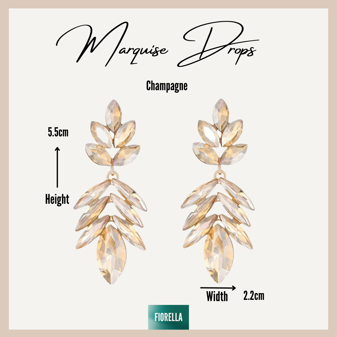 Marquise Cluster Drop Medium Earrings - Champagne