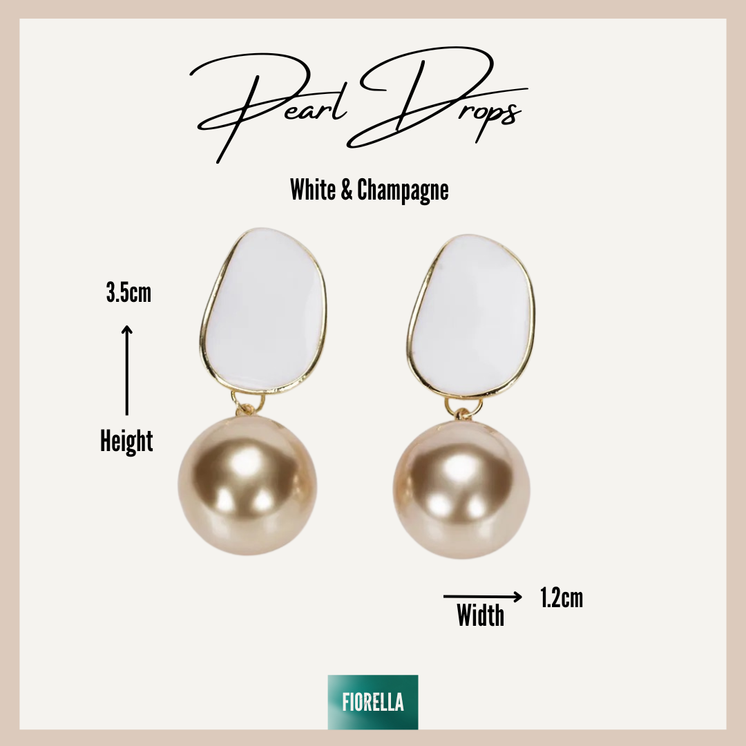 Pearl Drop Small Earrings - Champagne & White