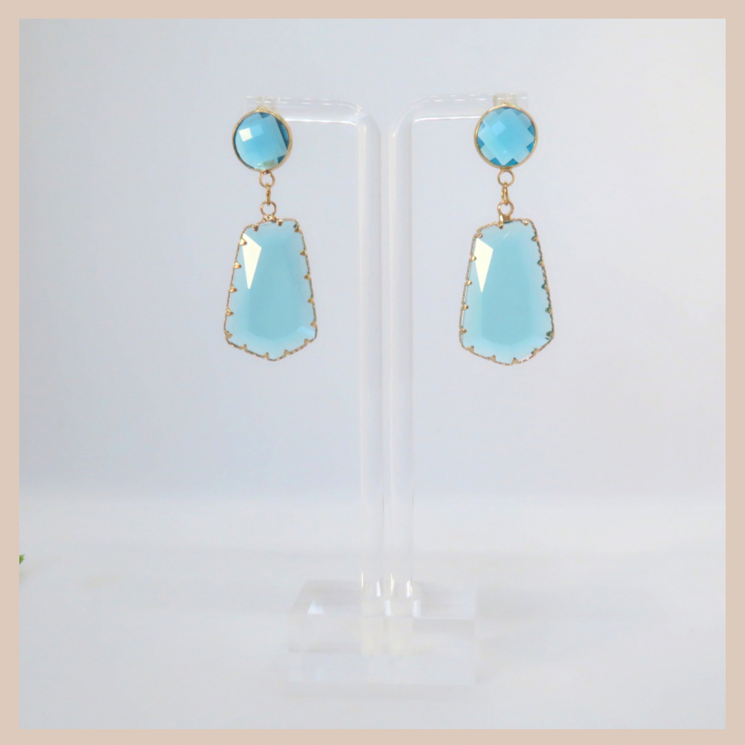 Acrylic Triangular Drop Earrings - Turquoise