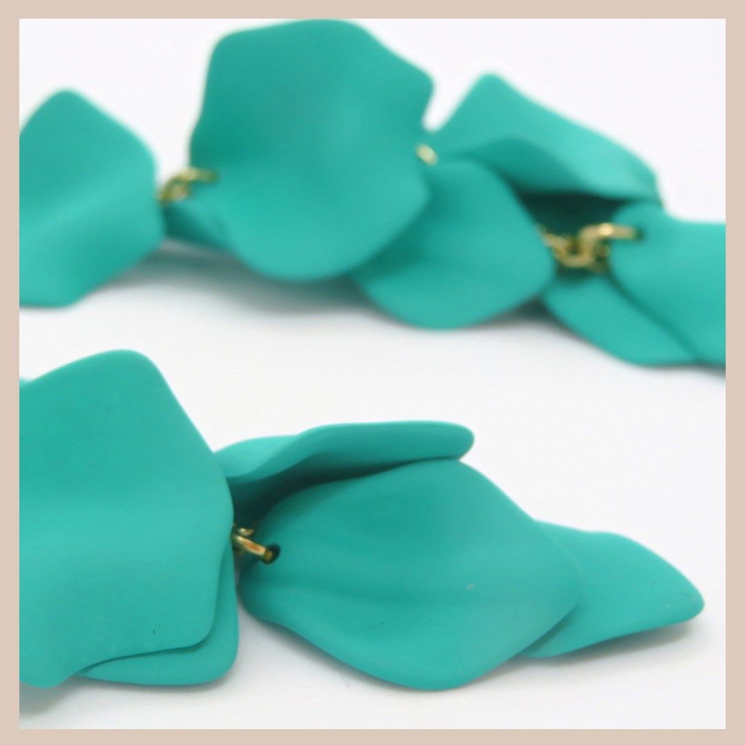 Acrylic Petal Tassel Drop Earrings - Jade