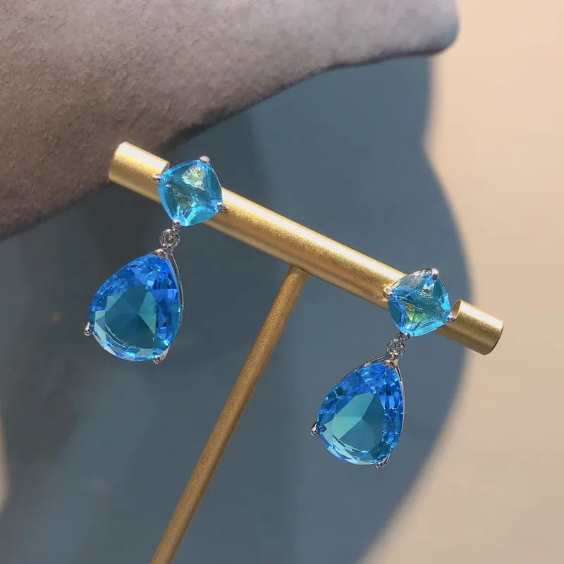 Water Drop Small Earrings - Azure Blue