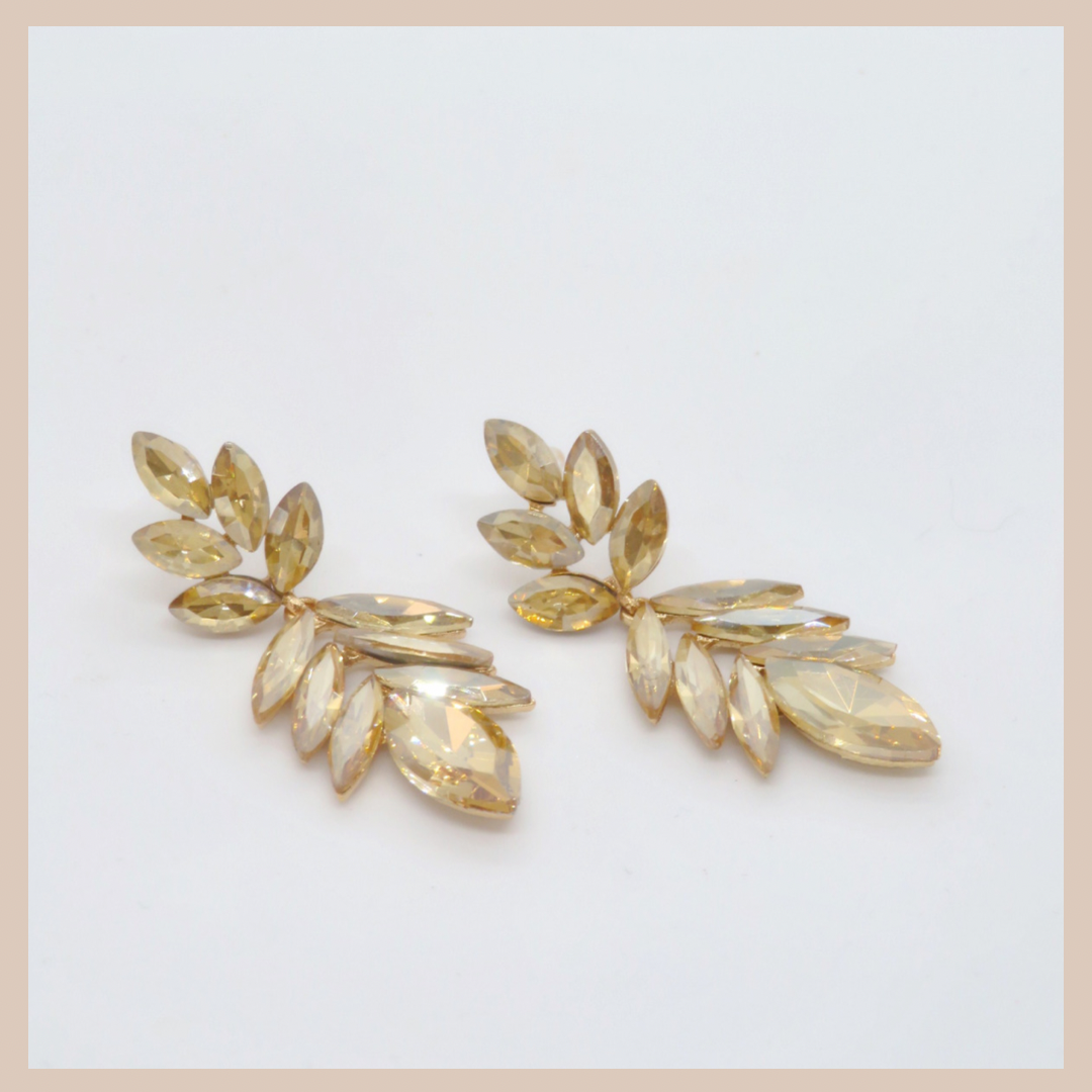 Marquise Cluster Drop Medium Earrings - Champagne